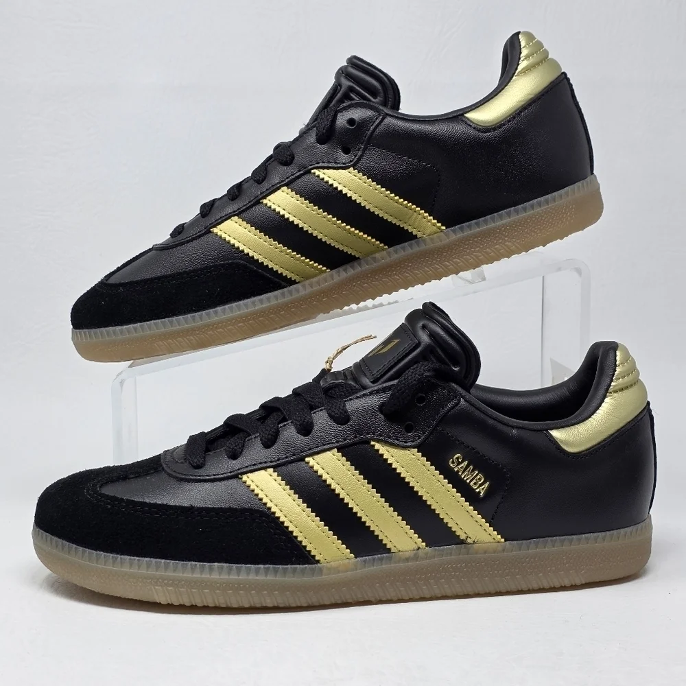 Adidas Samba Messi Boys Grade School Black Gold Metallic Gum JH5641 Size 5.5 New